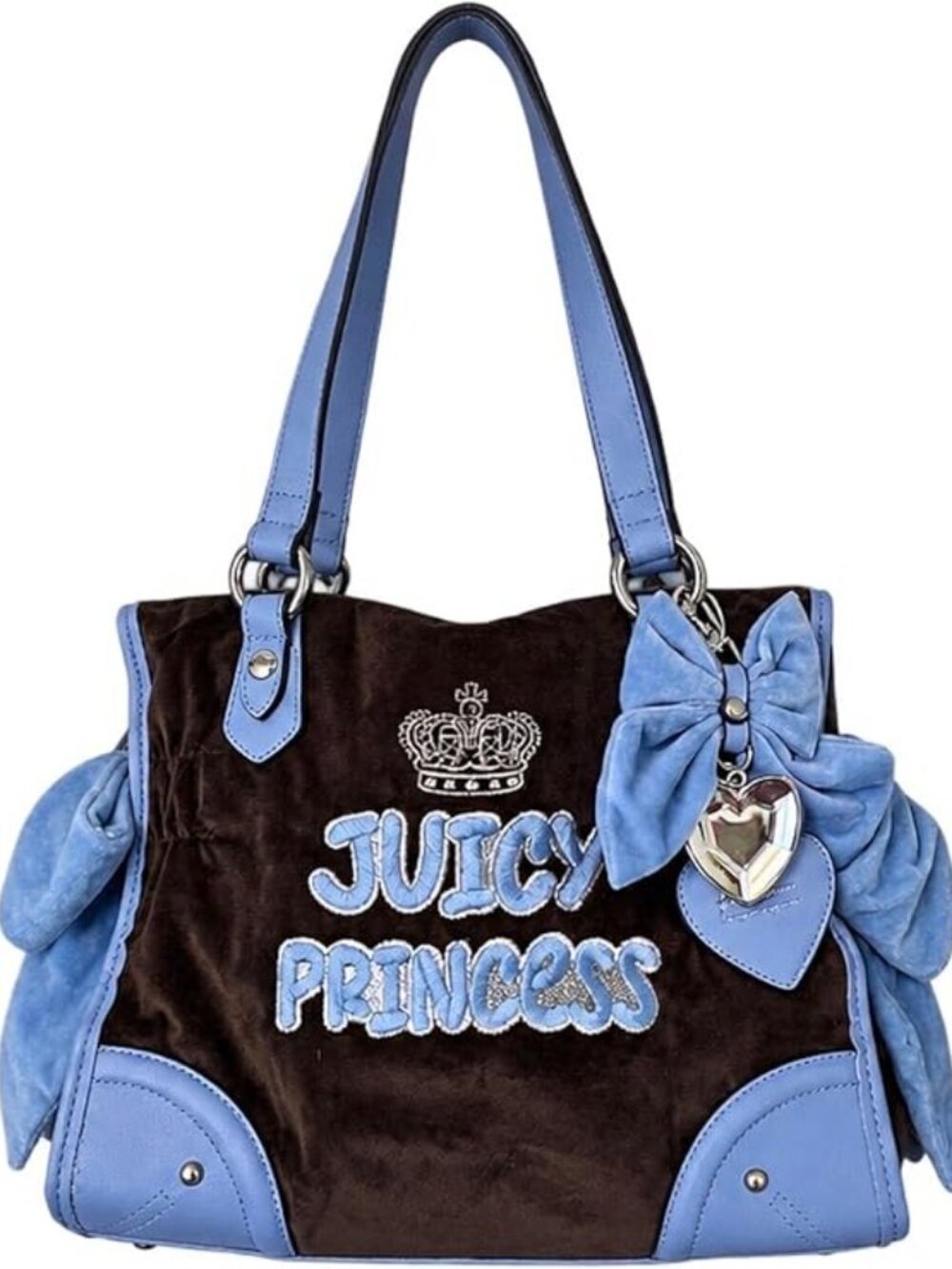 Juicy Couture Juicy Princess Tote Bag Chocolate/Blue Velour
